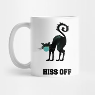 Hiss Off Black Cat with Face Mask Mug